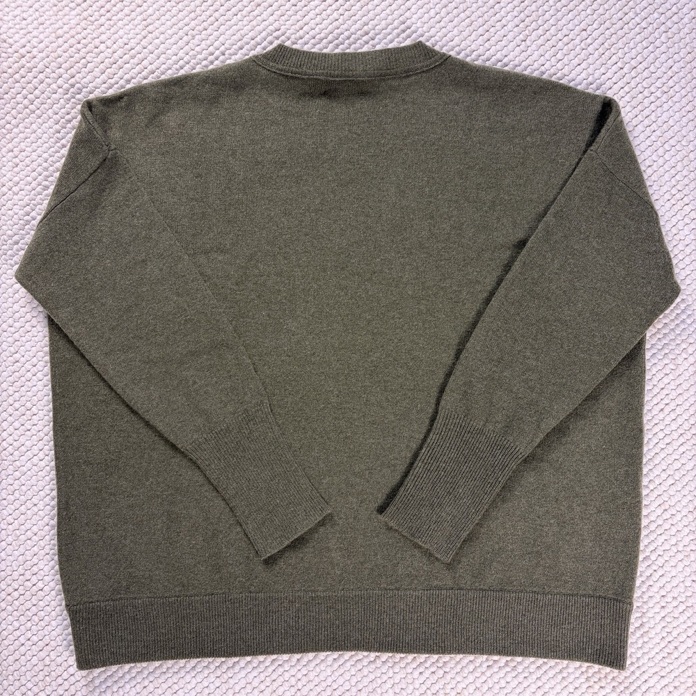 J.Crew Collection Italian Cashmere Sweater Small Olive V Neck Kangaroo Pocket - Picture 7 of 7